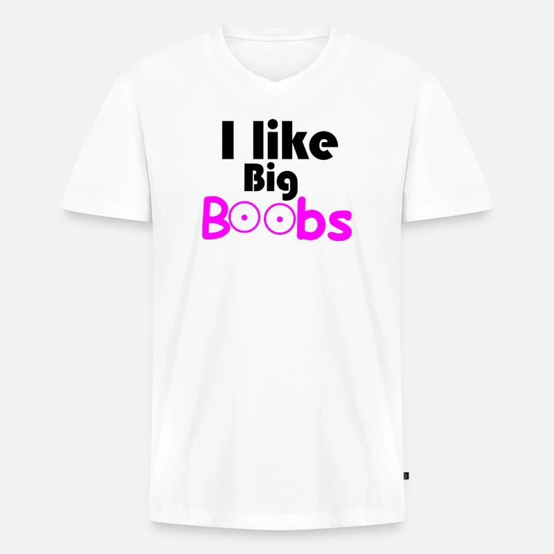 Große Brüste - Männer Premium Bio T-Shirt mit V-Ausschnitt - Weiß