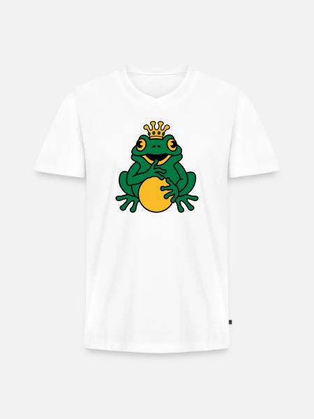 Froschkönig - Männer Premium Bio T-Shirt mit V-Ausschnitt - Weiß