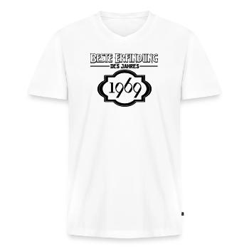 Beste Erfindung des Jahres 1969 Geschenk - Männer Premium Bio T-Shirt mit V-Ausschnitt - Weiß - Vorne - Nico (187cm)
