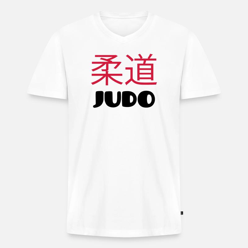 Judo (V) - Männer Premium Bio T-Shirt mit V-Ausschnitt - Weiß