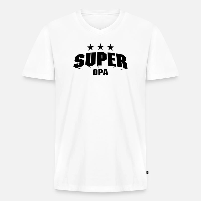 Super Opa - Männer Premium Bio T-Shirt mit V-Ausschnitt - Weiß