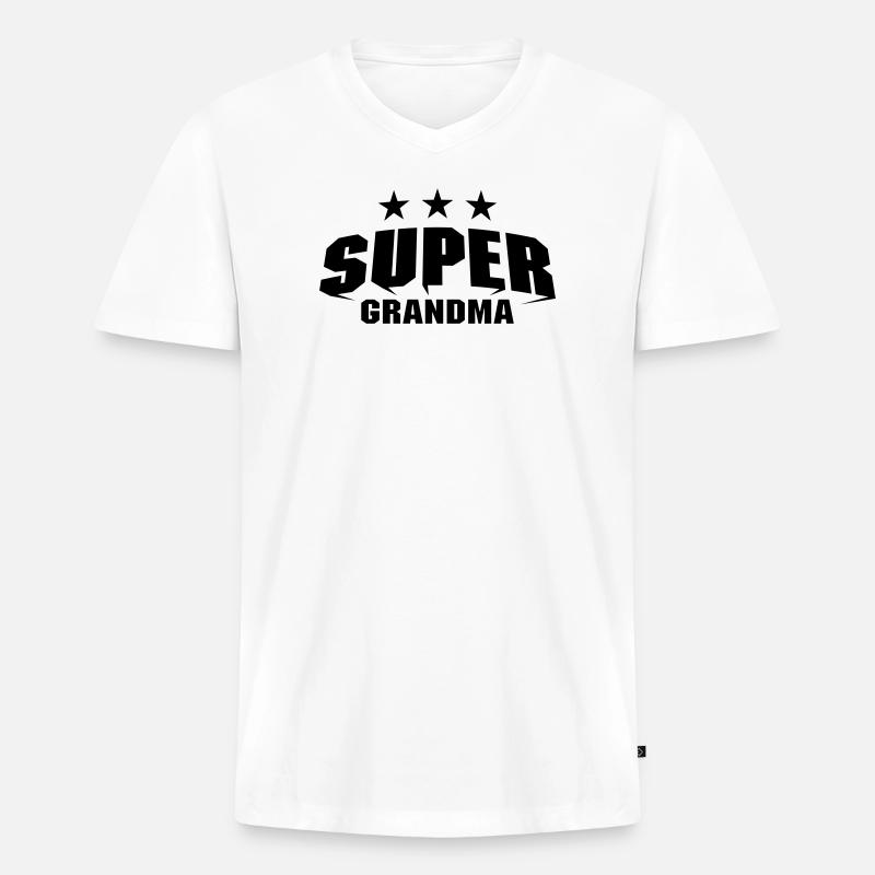 Super Grandma - Männer Premium Bio T-Shirt mit V-Ausschnitt - Weiß