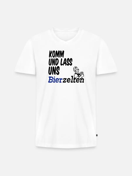 Bierzelt,Bier,Sprüche,Geschenk - Männer Premium Bio T-Shirt mit V-Ausschnitt - Weiß