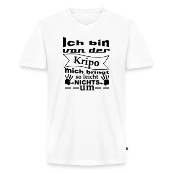 Kripo Humor Polizei Spruch Fun Geschenk - Männer Premium Bio T-Shirt mit V-Ausschnitt - Weiß - Vorne - Nico (187cm)