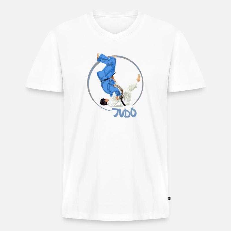 Judo - Männer Premium Bio T-Shirt mit V-Ausschnitt - Weiß