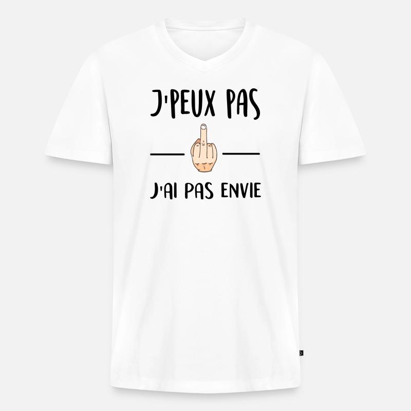 Ich kann nicht, ich will nicht - Männer Premium Bio T-Shirt mit V-Ausschnitt - Weiß