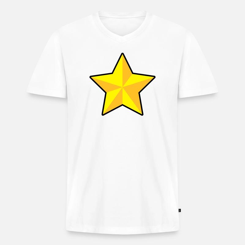 3D Stern - Männer Premium Bio T-Shirt mit V-Ausschnitt - Weiß