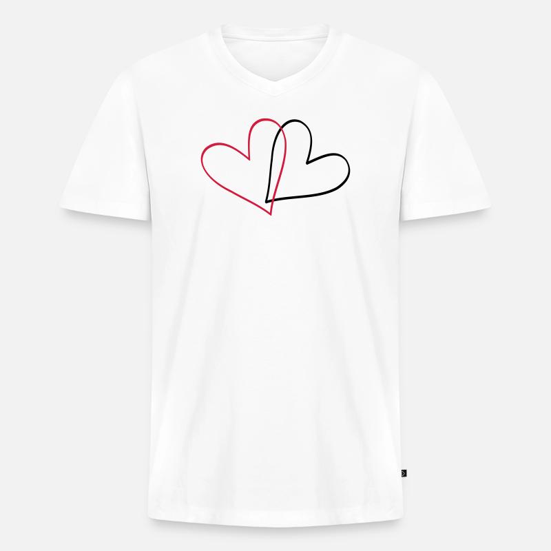 Herzen Herz Geschenkidee Partnerlook - Männer Premium Bio T-Shirt mit V-Ausschnitt - Weiß