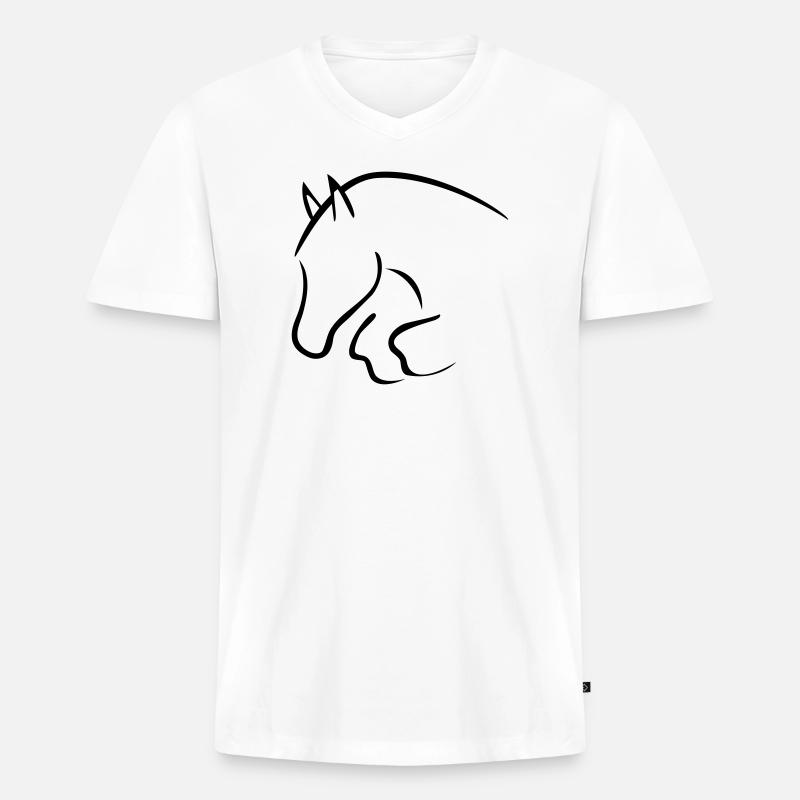 Springpferd - Männer Premium Bio T-Shirt mit V-Ausschnitt - Weiß