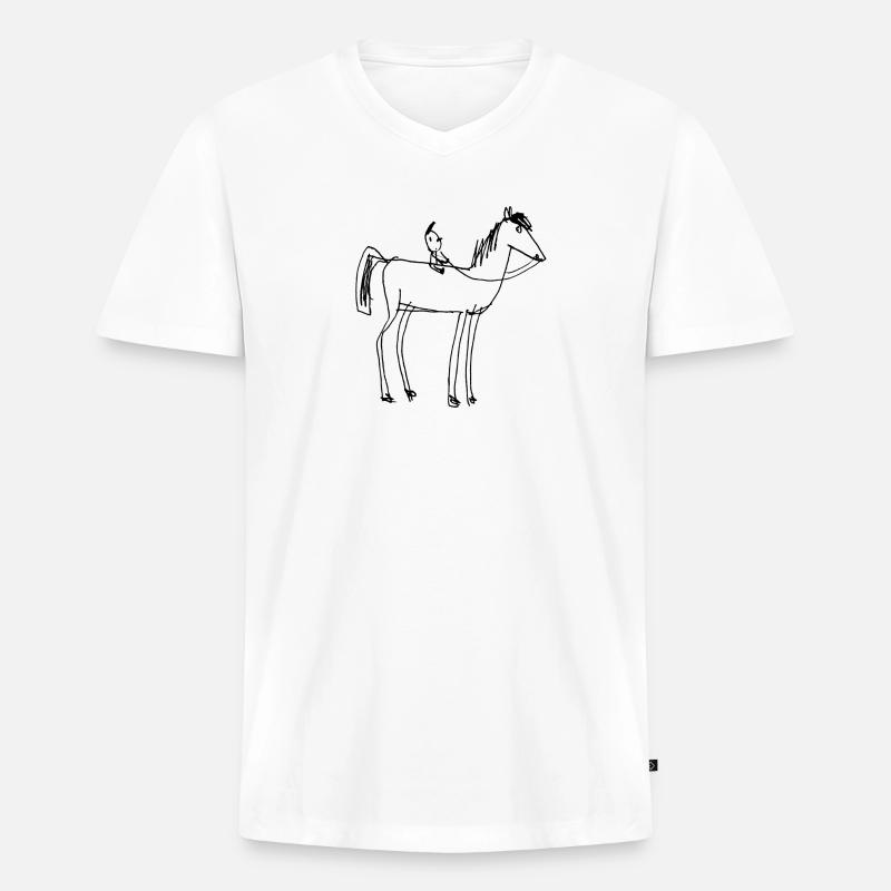 Ausritt auf dem Pferdchen - Männer Premium Bio T-Shirt mit V-Ausschnitt - Weiß