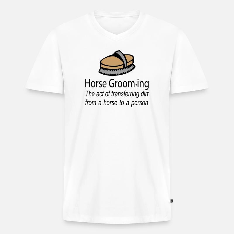 Pferd - Männer Premium Bio T-Shirt mit V-Ausschnitt - Weiß