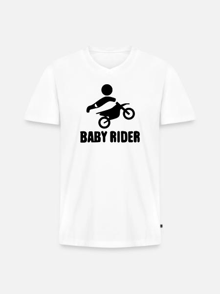 Baby Rider  - Männer Premium Bio T-Shirt mit V-Ausschnitt - Weiß