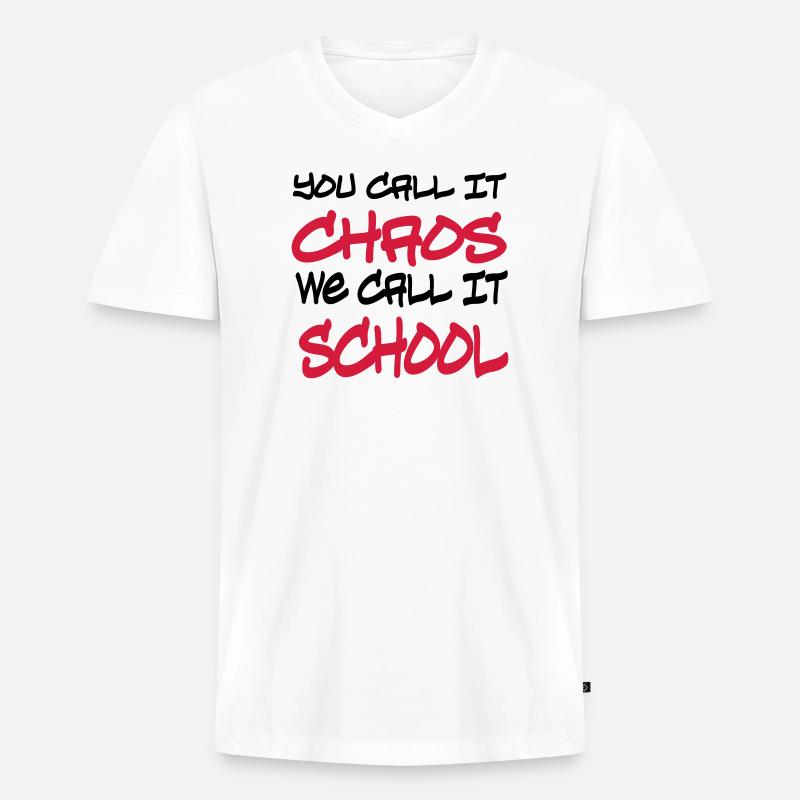 Schule - Männer Premium Bio T-Shirt mit V-Ausschnitt - Weiß