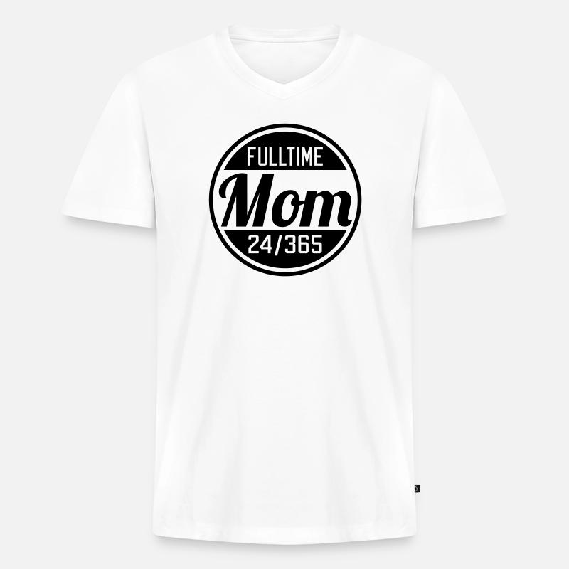 Fulltime Mom - Männer Premium Bio T-Shirt mit V-Ausschnitt - Weiß