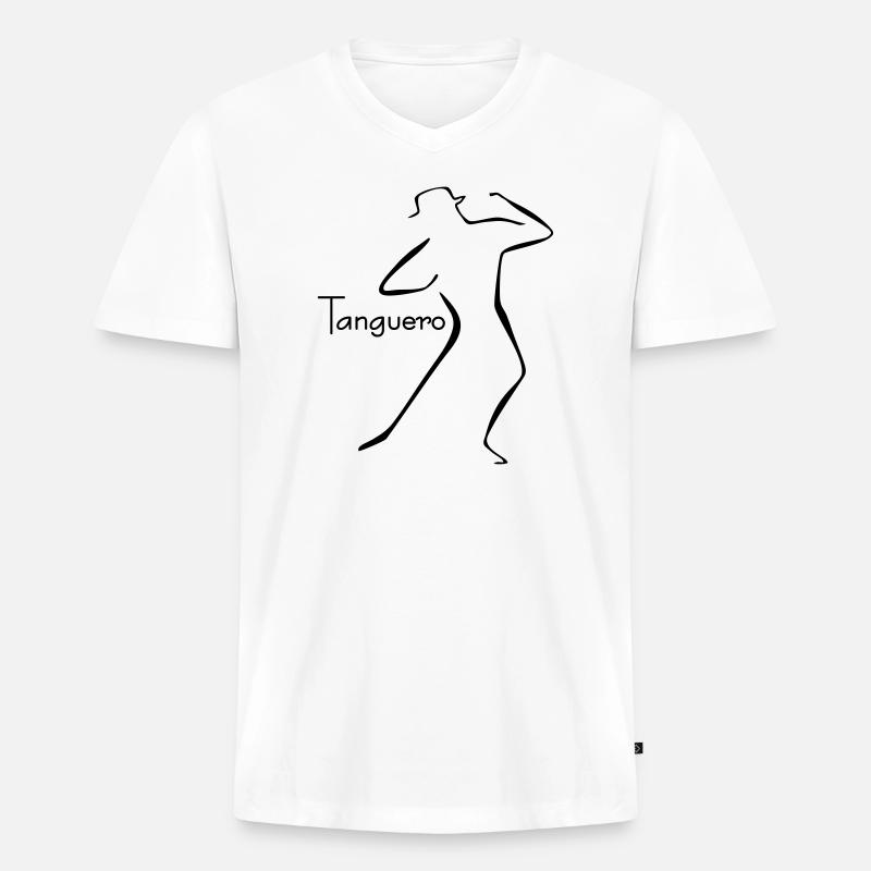 Tango-5 - Männer Premium Bio T-Shirt mit V-Ausschnitt - Weiß