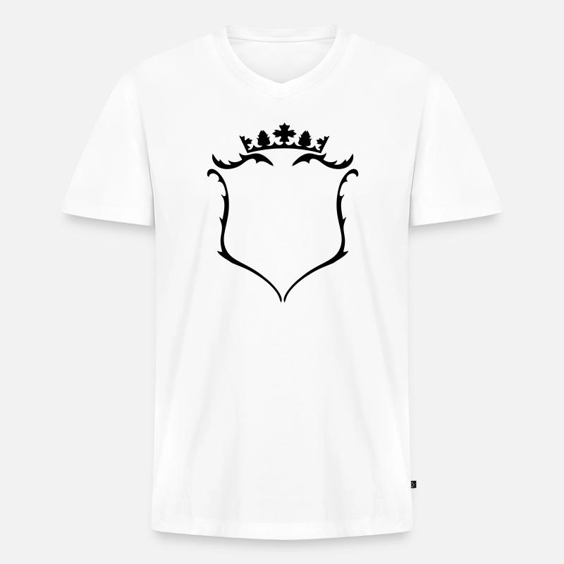Wappen mit Krone - Männer Premium Bio T-Shirt mit V-Ausschnitt - Weiß