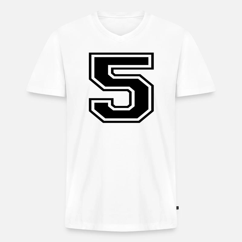 5 - Männer Premium Bio T-Shirt mit V-Ausschnitt - Weiß