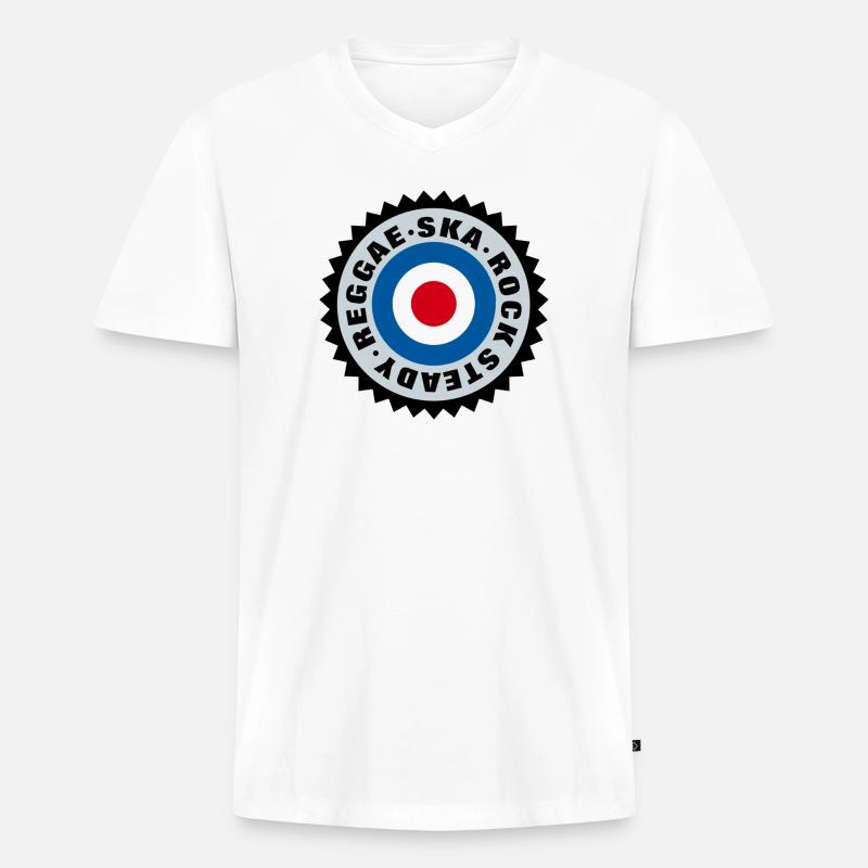 Ska, Rock Steady, Reggae Mod Target - Männer Premium Bio T-Shirt mit V-Ausschnitt - Weiß