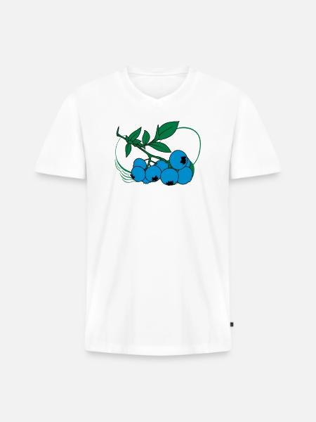 Blaubeeren - Männer Premium Bio T-Shirt mit V-Ausschnitt - Weiß