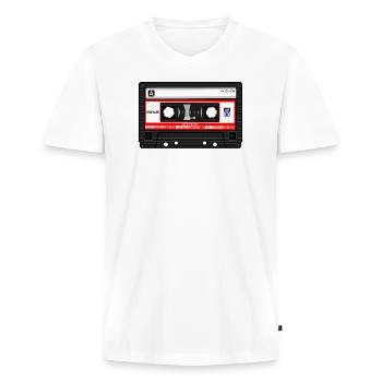 Retro - Männer Premium Bio T-Shirt mit V-Ausschnitt - Weiß - Vorne - Nico (187cm)