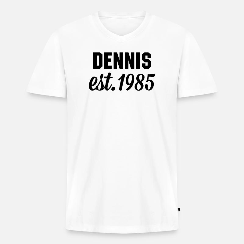 Dennis est 1985 - Männer Premium Bio T-Shirt mit V-Ausschnitt - Weiß