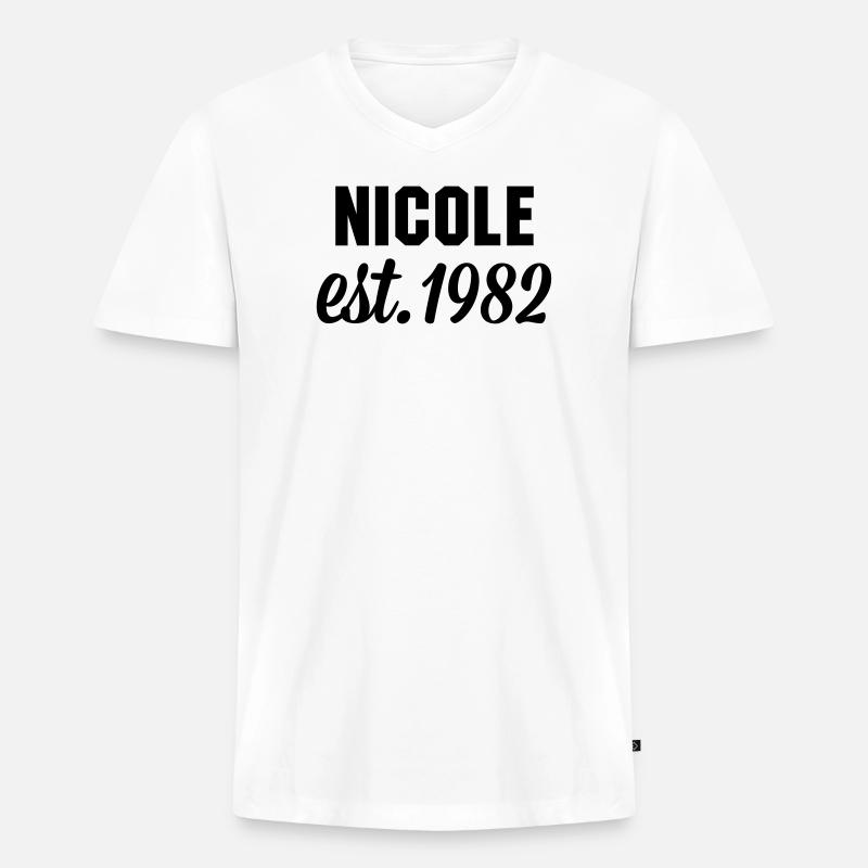 Nicole est 1982 - Männer Premium Bio T-Shirt mit V-Ausschnitt - Weiß