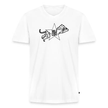 Sport Sportler Tiger Tier Fun Sprüche Geschenk - Männer Premium Bio T-Shirt mit V-Ausschnitt - Weiß - Vorne - Nico (187cm)