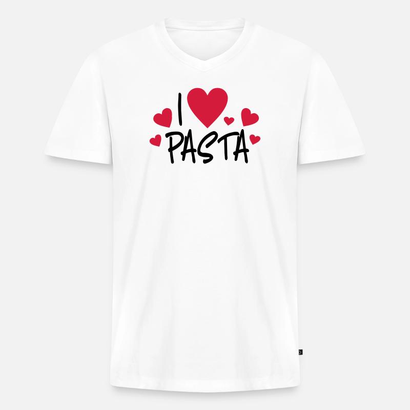 Pasta - Männer Premium Bio T-Shirt mit V-Ausschnitt - Weiß
