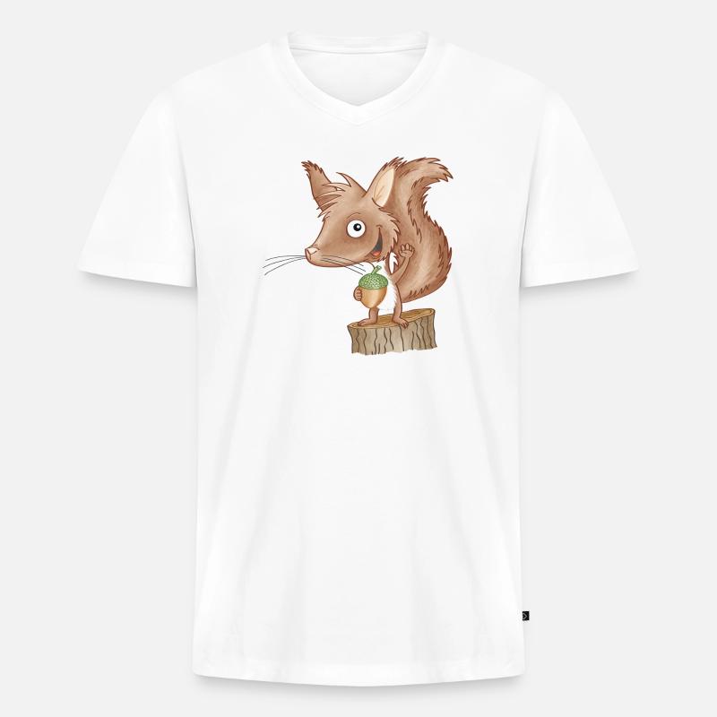 keckes Eichhörnchen - Männer Premium Bio T-Shirt mit V-Ausschnitt - Weiß