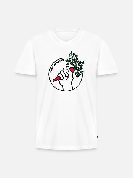 Vegan - Männer Premium Bio T-Shirt mit V-Ausschnitt - Weiß