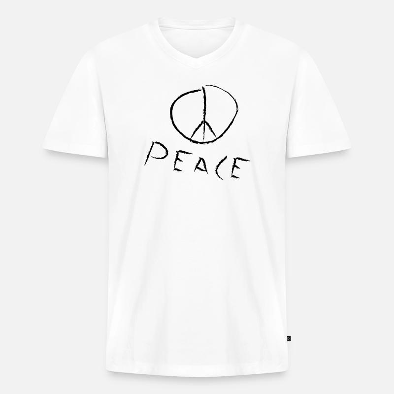 peace exit-shirt - Männer Premium Bio T-Shirt mit V-Ausschnitt - Weiß