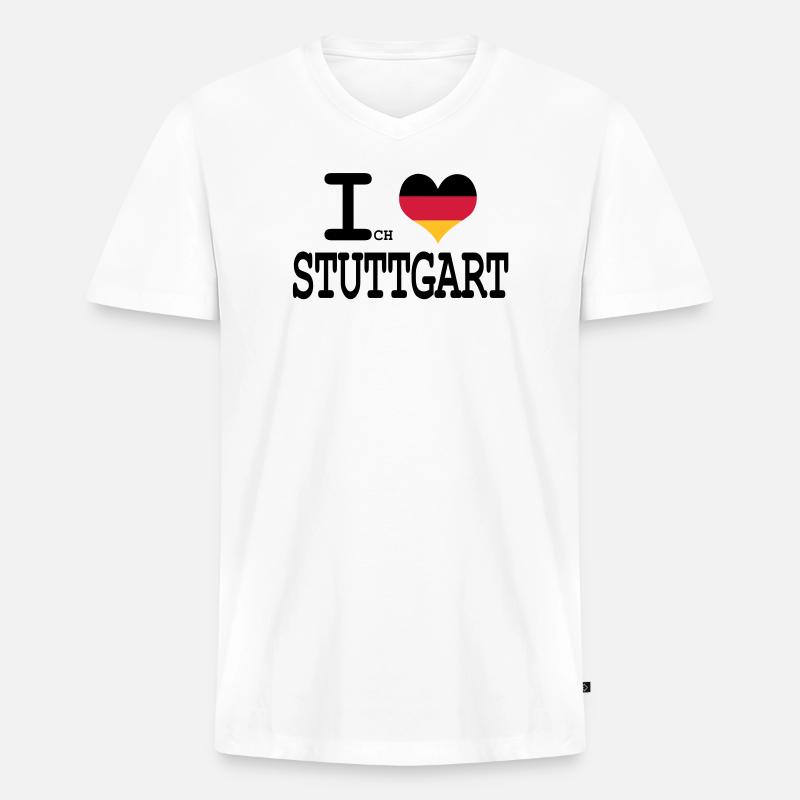 ich liebe stuttgart - Männer Premium Bio T-Shirt mit V-Ausschnitt - Weiß
