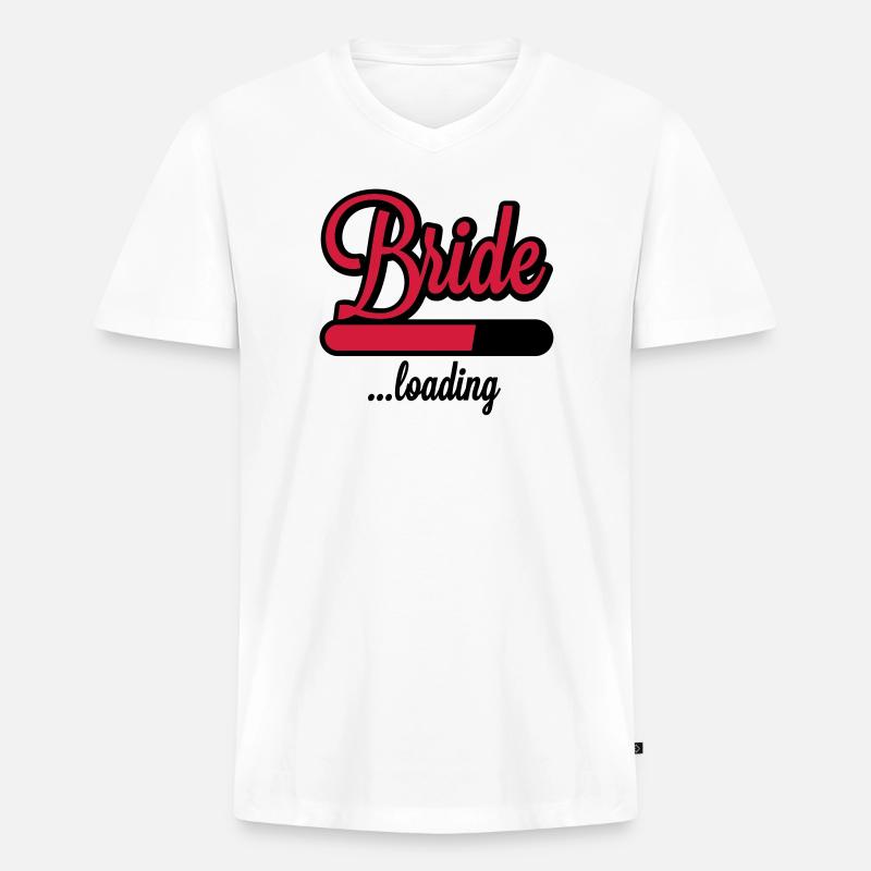 Bride loading - Männer Premium Bio T-Shirt mit V-Ausschnitt - Weiß