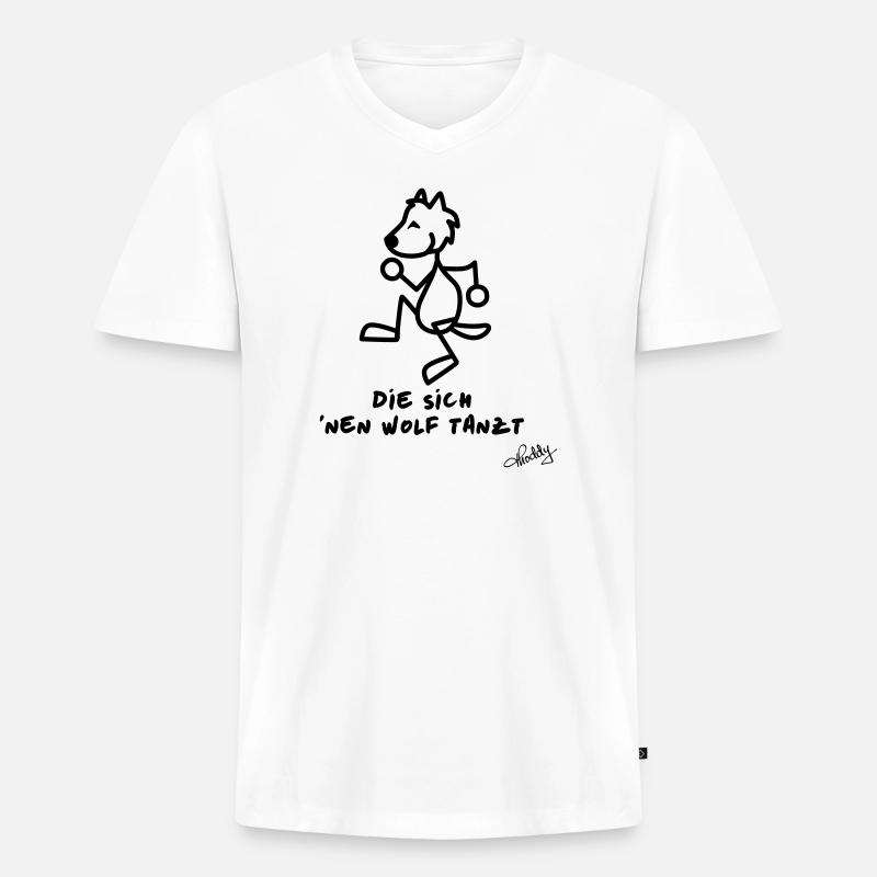 Die sich nen Wolf tanzt - Männer Premium Bio T-Shirt mit V-Ausschnitt - Weiß