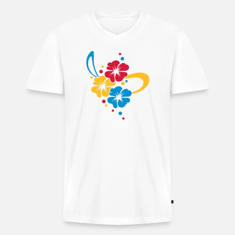Blumenbouquet mit Schleife - Männer Premium Bio T-Shirt mit V-Ausschnitt - Weiß