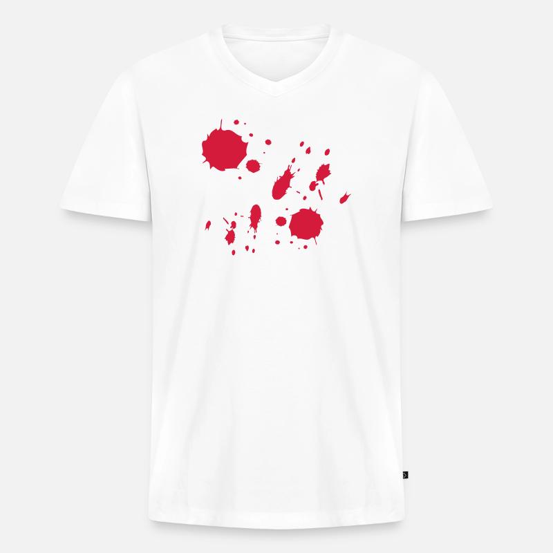 Rote Farbspritzer abstrakte Muster - Männer Premium Bio T-Shirt mit V-Ausschnitt - Weiß