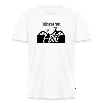 E-Bike Spruch Fahrrad Radfahrer Rad Geschenk - Männer Premium Bio T-Shirt mit V-Ausschnitt - Weiß - Vorne - Nico (187cm)