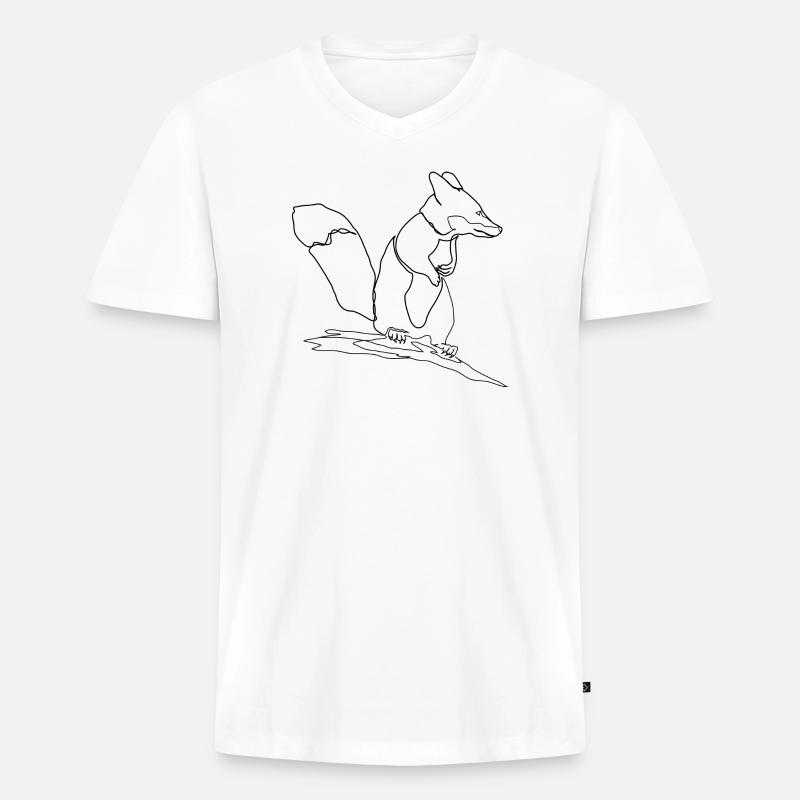 Fuchs Eichhörnchen Squirrel Fox - Männer Premium Bio T-Shirt mit V-Ausschnitt - Weiß
