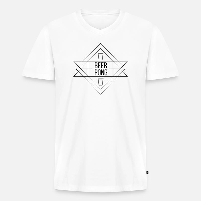 Beer Pong Crest - Männer Premium Bio T-Shirt mit V-Ausschnitt - Weiß