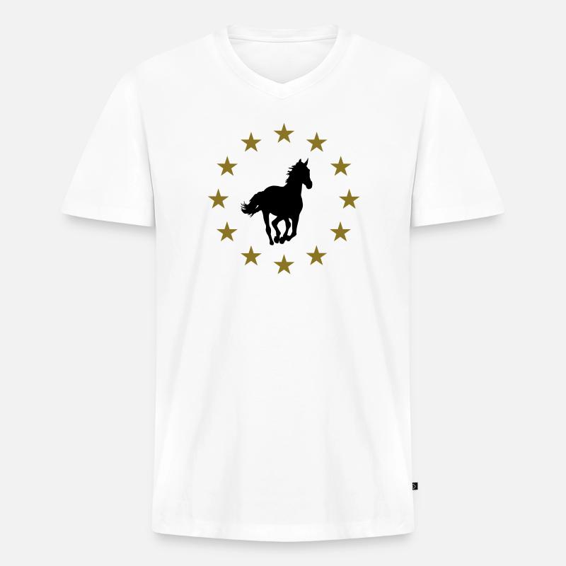 Pferd & Sternen - Männer Premium Bio T-Shirt mit V-Ausschnitt - Weiß