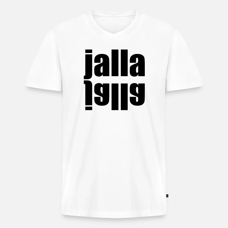 Jalla jalla - Männer Premium Bio T-Shirt mit V-Ausschnitt - Weiß