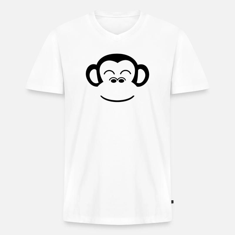 Affe Schimpanse Affengesicht Gorilla Menschenaffe - Männer Premium Bio T-Shirt mit V-Ausschnitt - Weiß