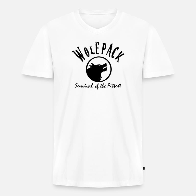 wolfpack - Männer Premium Bio T-Shirt mit V-Ausschnitt - Weiß