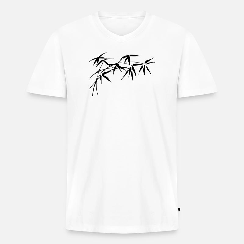 Bambus - Männer Premium Bio T-Shirt mit V-Ausschnitt - Weiß