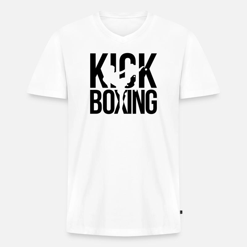kick boxing kickboxen - Männer Premium Bio T-Shirt mit V-Ausschnitt - Weiß