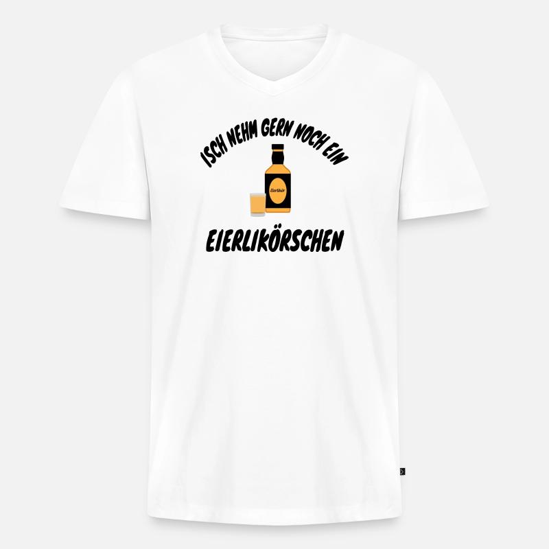 Isch nehm gern noch ein Eierlikörschen - Männer Premium Bio T-Shirt mit V-Ausschnitt - Weiß