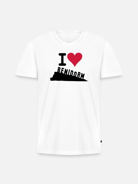 Crimson Heart Love Typography - Men's Premium Organic T-shirt with V-neck - white