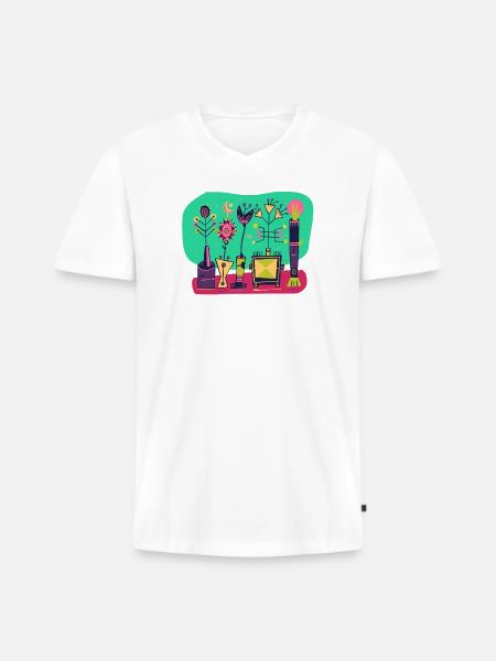 Floristen Kunst - Männer Premium Bio T-Shirt mit V-Ausschnitt - Weiß