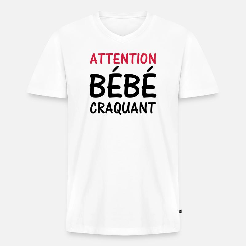 Warnung BABY süß! - Männer Premium Bio T-Shirt mit V-Ausschnitt - Weiß