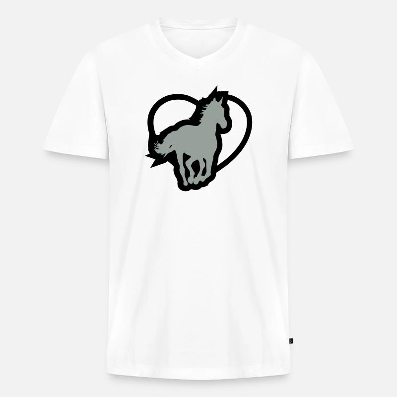 Ein pferd - Männer Premium Bio T-Shirt mit V-Ausschnitt - Weiß